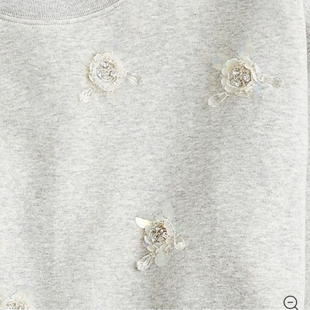 J. Crew Heritage fleece crewneck sweatshirt with sequin flower - Picture 2 of 9